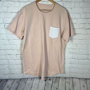BYLT Premium Basics Drop Cut Short Sleeve Lux size L Large Coral White